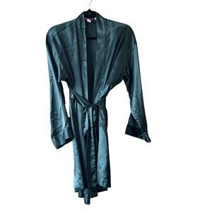 VTG Victoria’s Secret Green Silky‎ Robe Sz. OS Set w/ Sexy Lingerie Dress Sz. XS